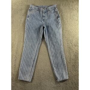 American Eagle Mom Jeans‎ Women 4 High Rise Striped Blue Denim Pants